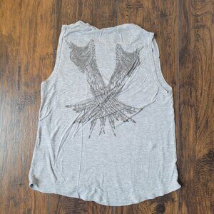Haute Hippie Gray Tank Top Angel Wings on back women's size small
